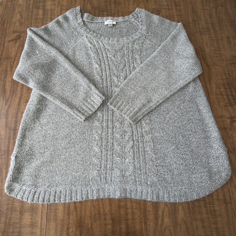 Avenue Plus Size Cable Knit Sweater Women‎ Long Sleeve Pullover Grey, size 26/28